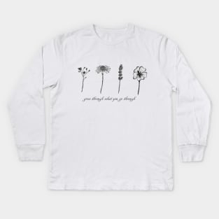 Spring flower sketch design Kids Long Sleeve T-Shirt